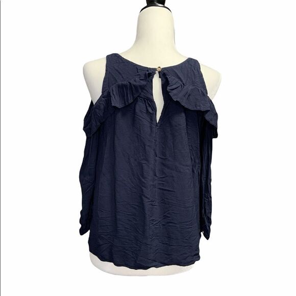 𝅺anthropologie Maeve Breary Cold Shoulder Ruffle Blouse - Picture 3 of 11
